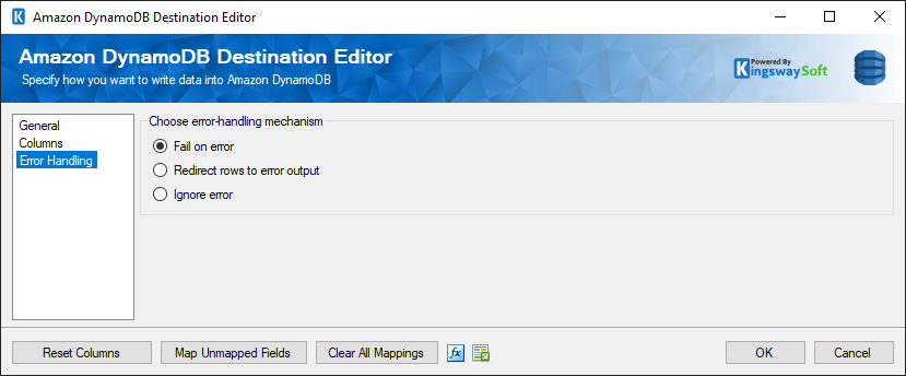 SSIS DynamoDB Destination - Error Handling